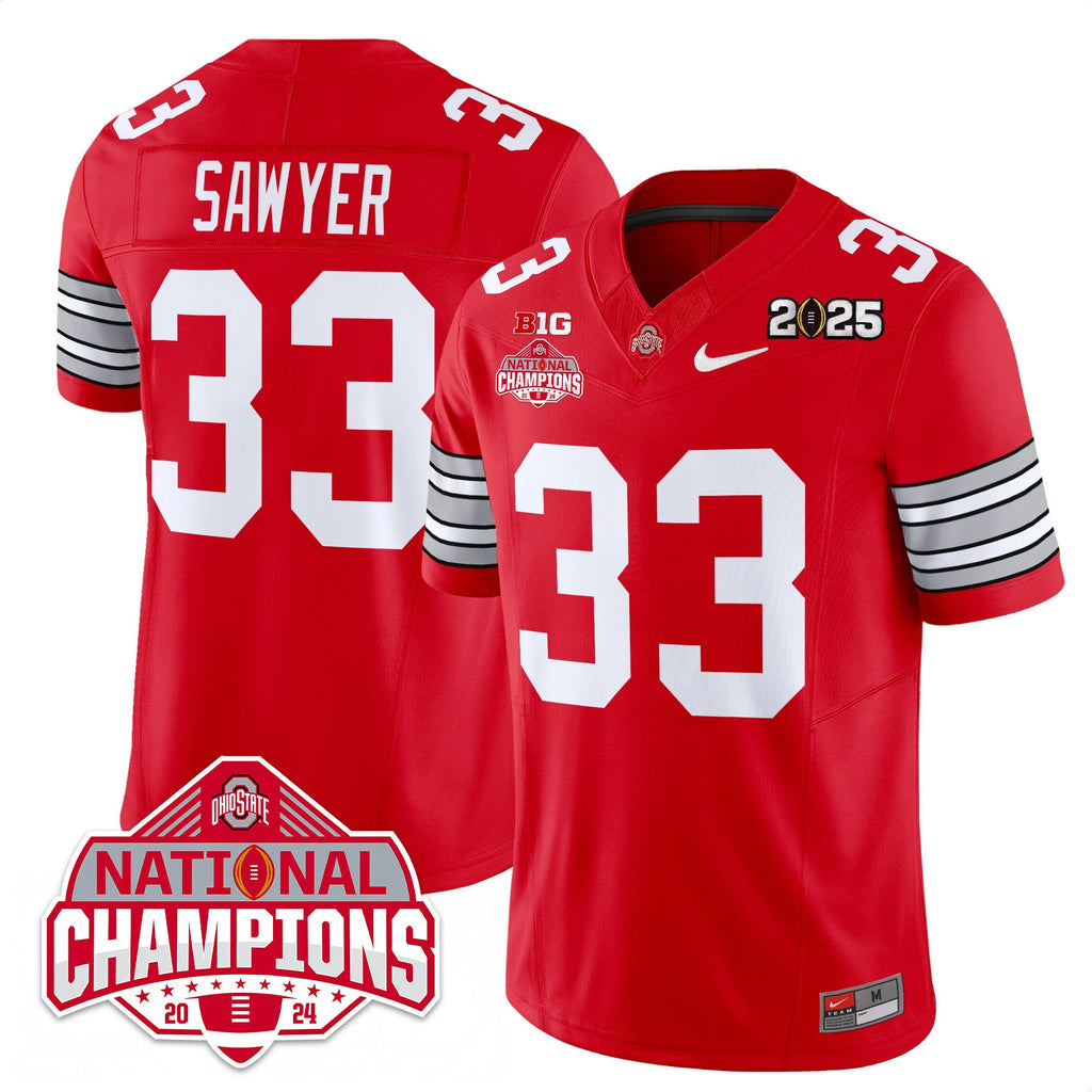 Men's Ohio State Buckeyes 'Heritage Stripe' 2025 CFP Patch - National Champions Jersey - All Stitched - image 20