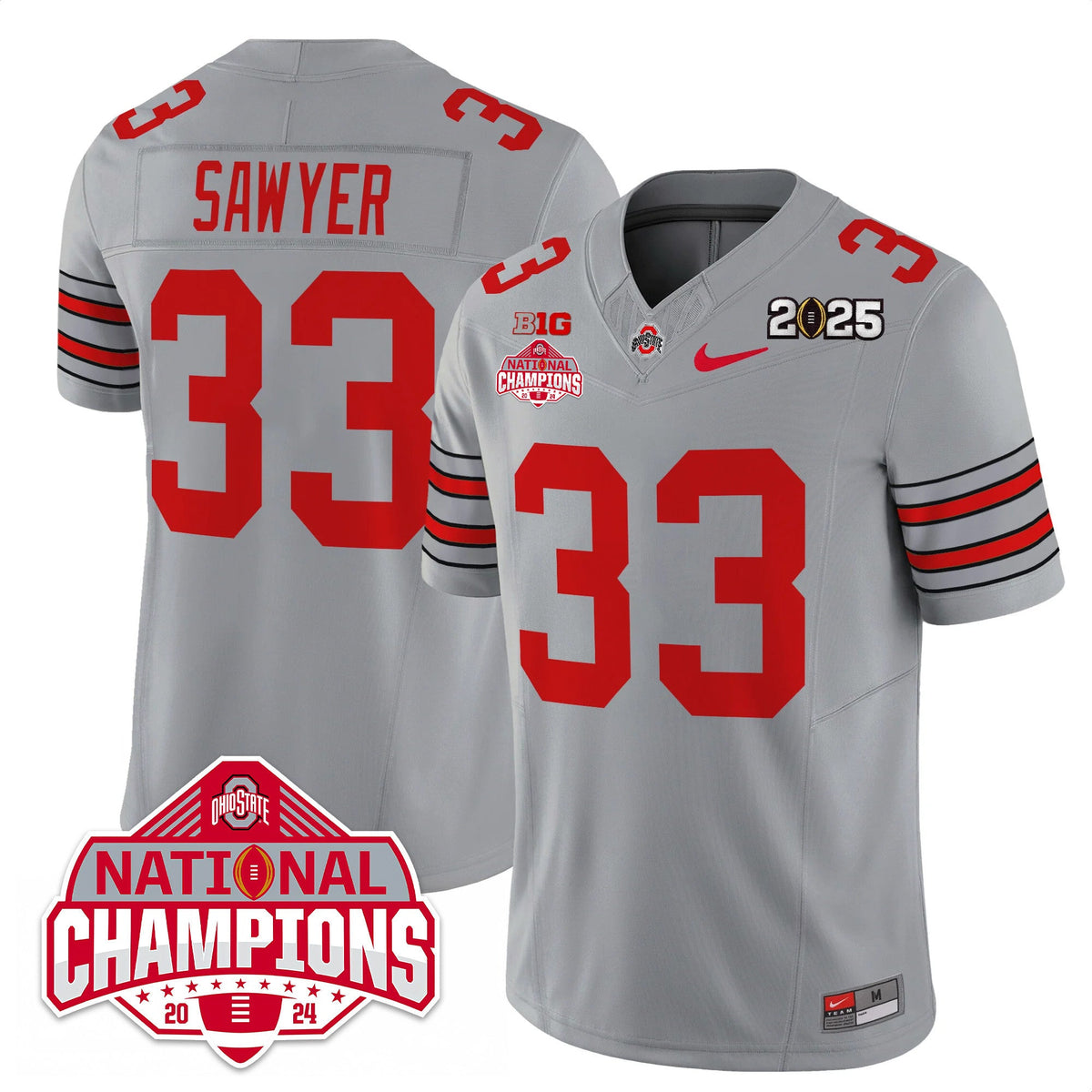 Men's Ohio State Buckeyes 'Heritage Stripe' 2025 CFP Patch - National Champions Jersey - All Stitched - image 31