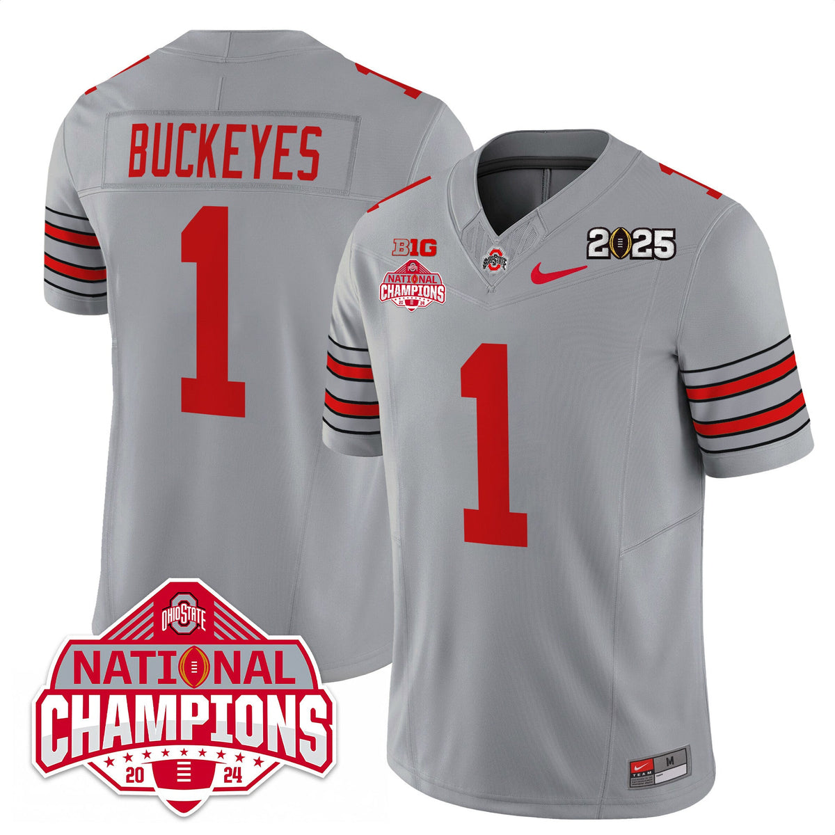 Men's Ohio State Buckeyes 'Heritage Stripe' 2025 CFP Patch - National Champions Jersey - All Stitched - image 29