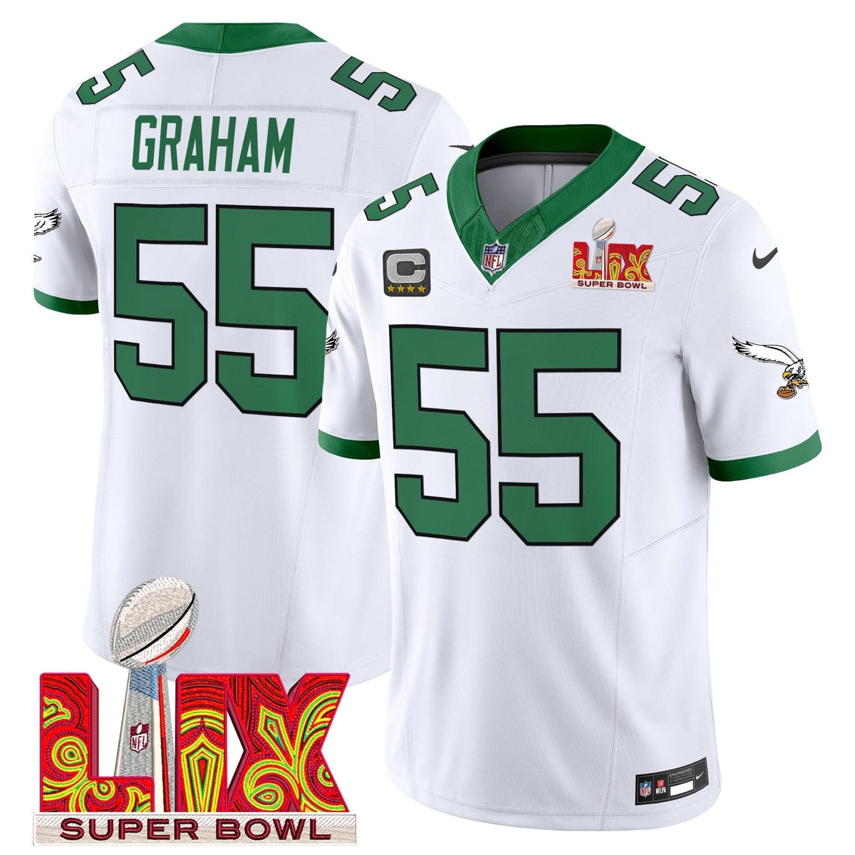 PE Kelly Green Super Bowl LIX Patch Vapor Limited Jersey - image 6