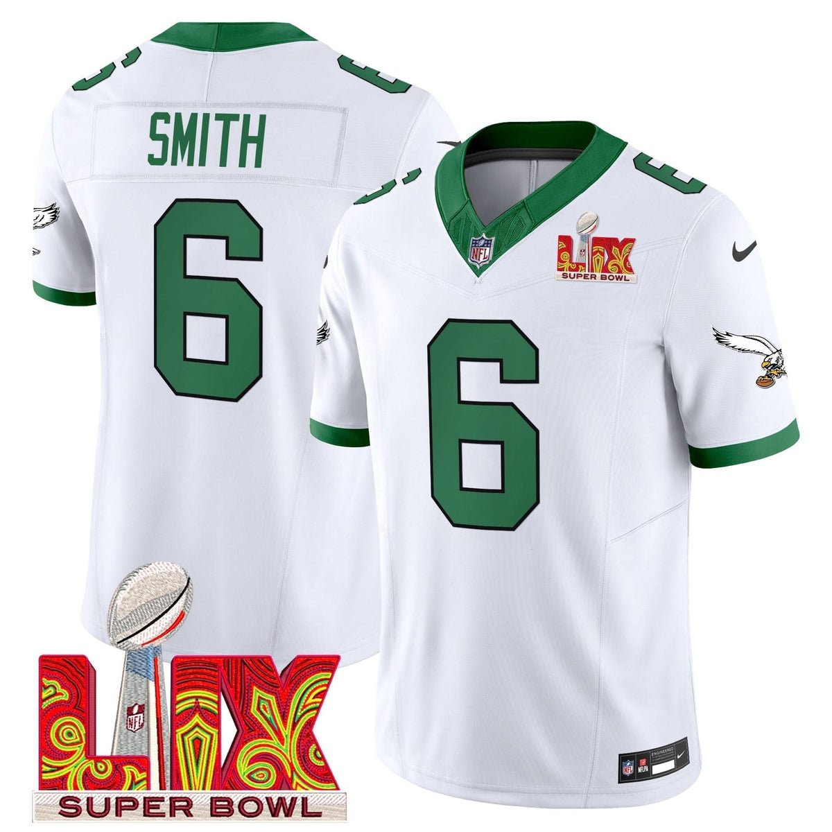 PE Kelly Green Super Bowl LIX Patch Vapor Limited Jersey - image 4