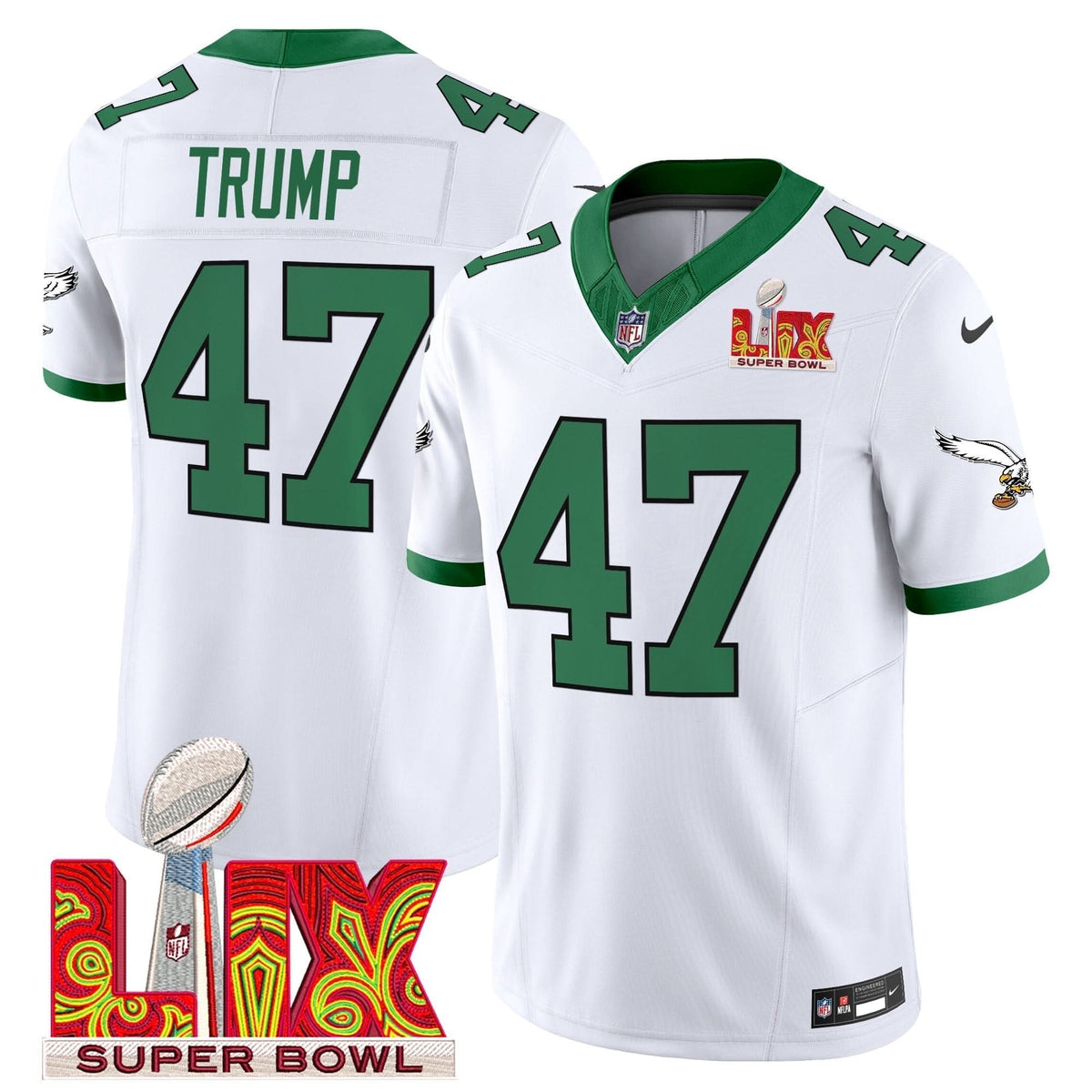 PE Kelly Green Super Bowl LIX Patch Vapor Limited Jersey - image 8