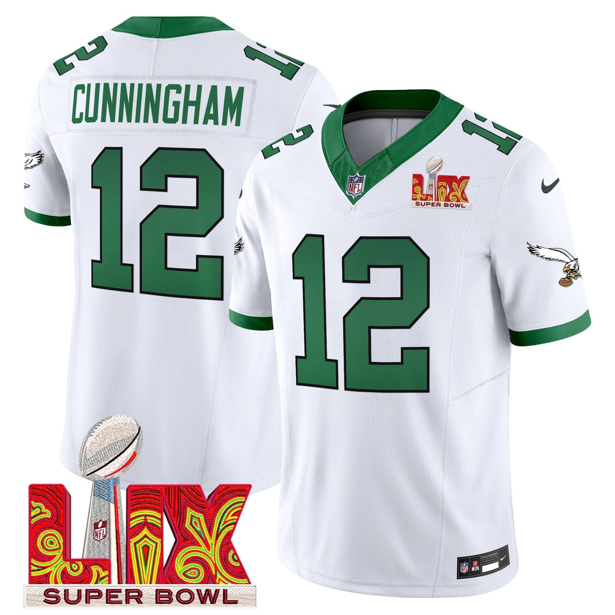 PE Kelly Green Super Bowl LIX Patch Vapor Limited Jersey - image 5
