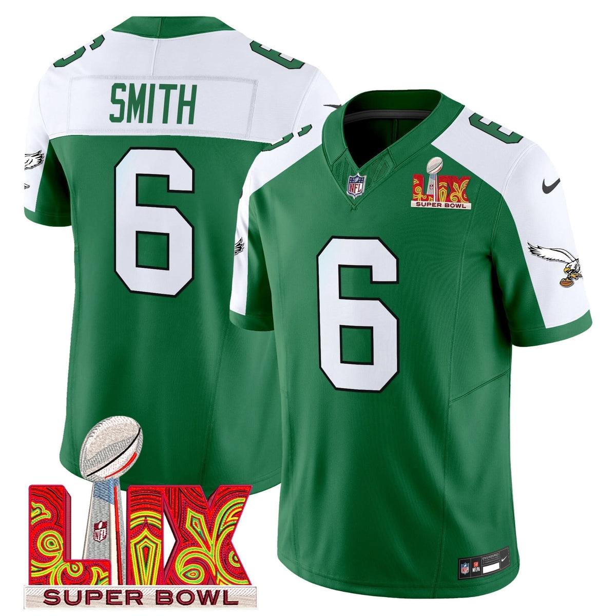 PE Kelly Green Super Bowl LIX Patch Vapor Limited Jersey - image 20