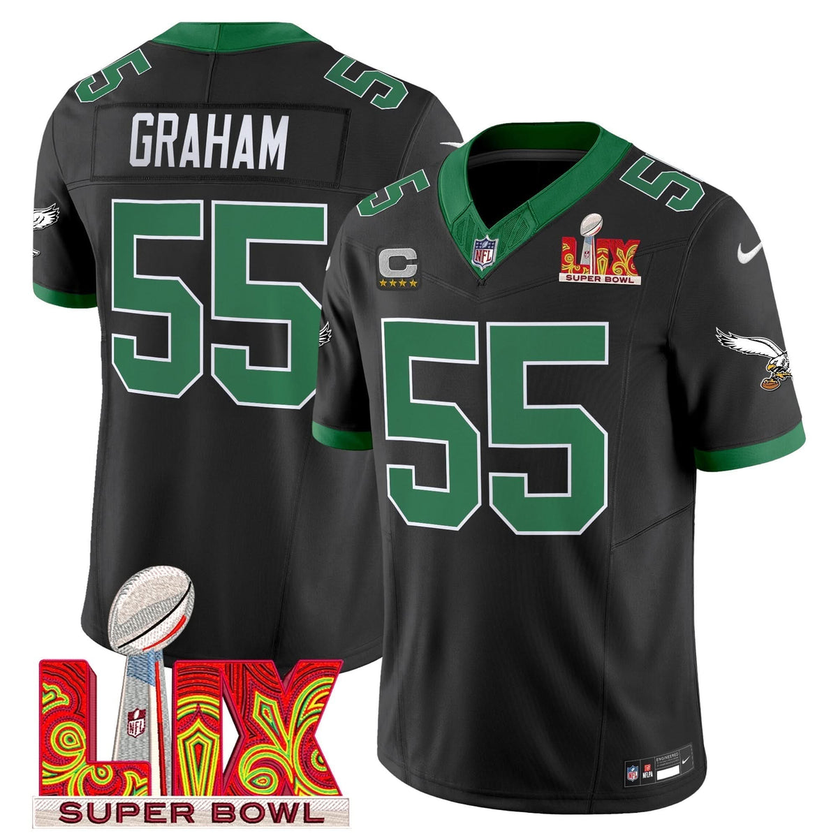 PE Kelly Green Super Bowl LIX Patch Vapor Limited Jersey - image 38