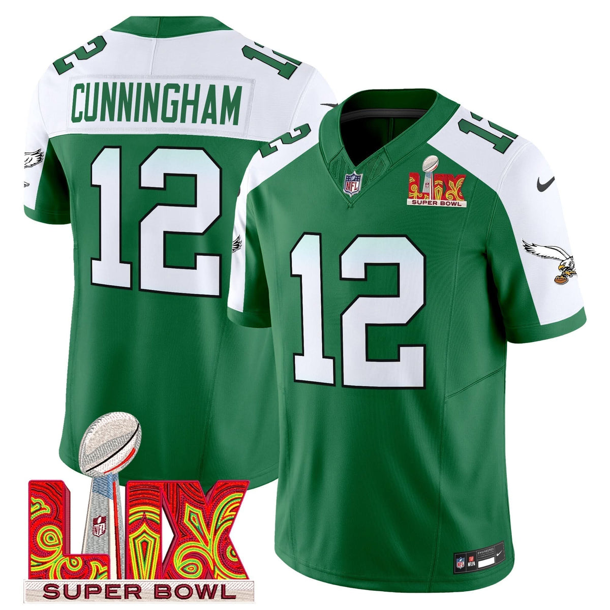 PE Kelly Green Super Bowl LIX Patch Vapor Limited Jersey - image 21
