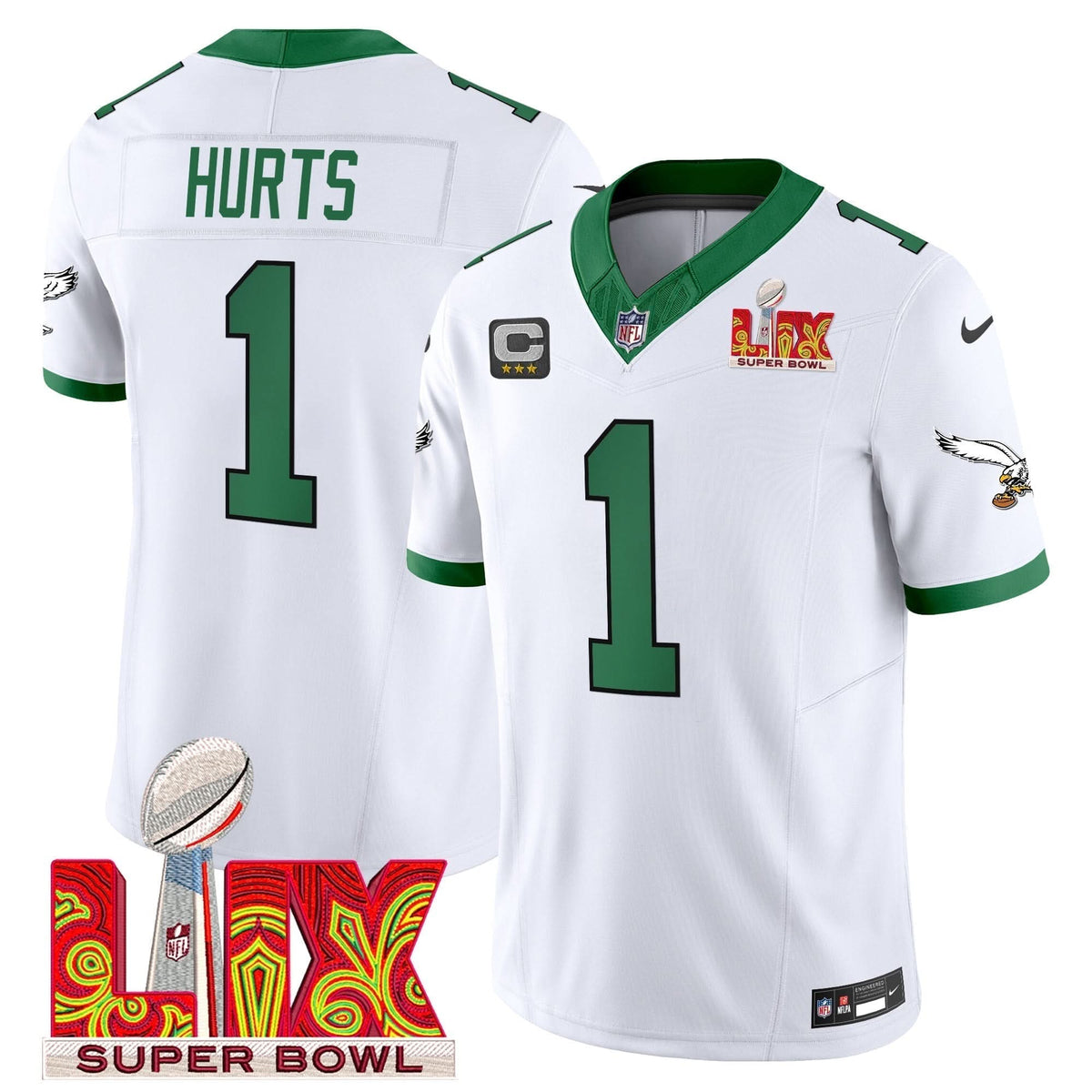 PE Kelly Green Super Bowl LIX Patch Vapor Limited Jersey - image 2