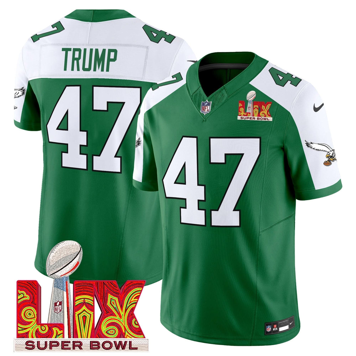 PE Kelly Green Super Bowl LIX Patch Vapor Limited Jersey - image 24