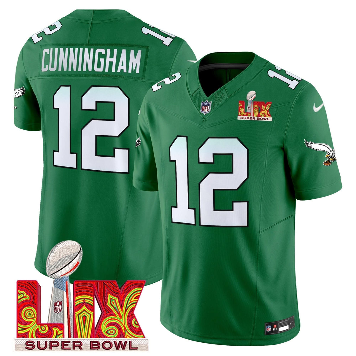 PE Kelly Green Super Bowl LIX Patch Vapor Limited Jersey - image 29