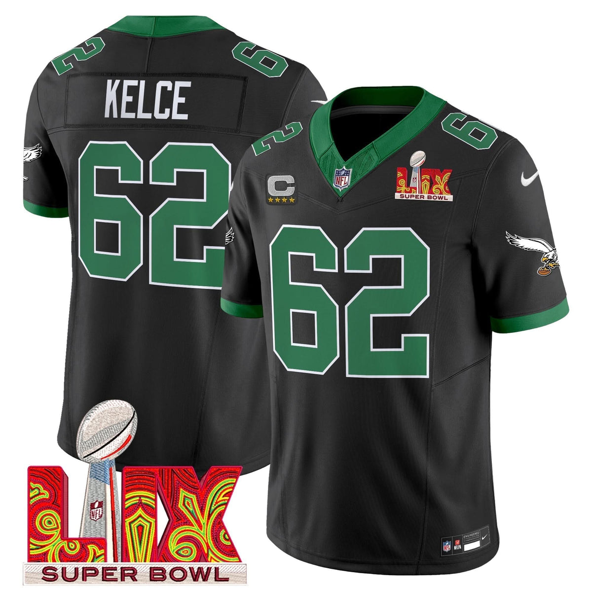 PE Kelly Green Super Bowl LIX Patch Vapor Limited Jersey - image 35