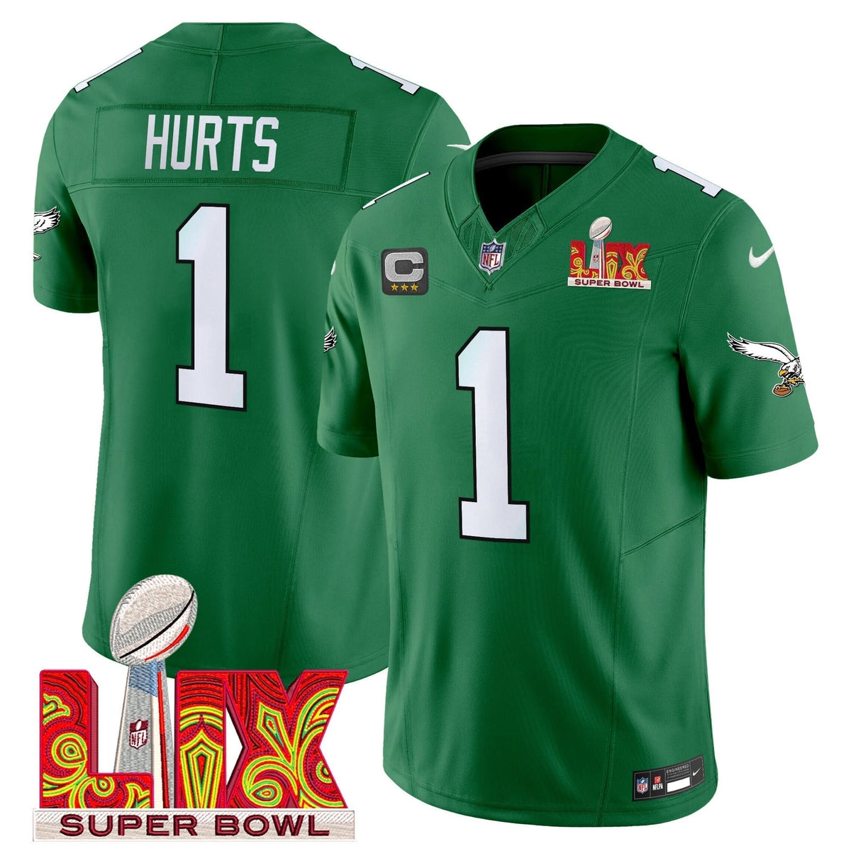 PE Kelly Green Super Bowl LIX Patch Vapor Limited Jersey - image 26