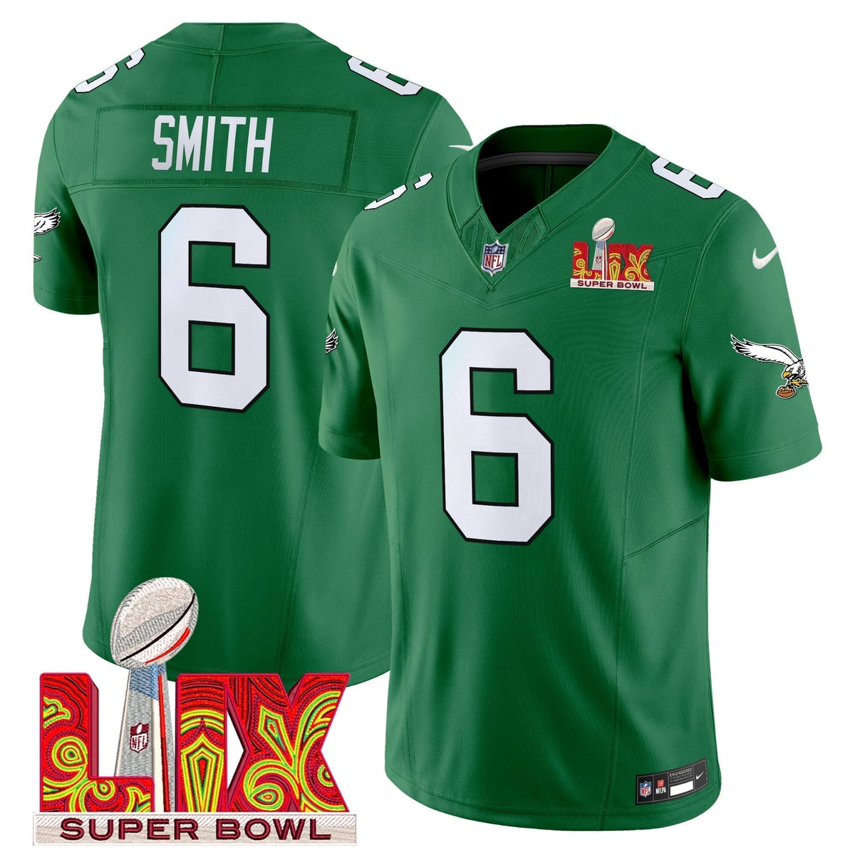PE Kelly Green Super Bowl LIX Patch Vapor Limited Jersey - image 28