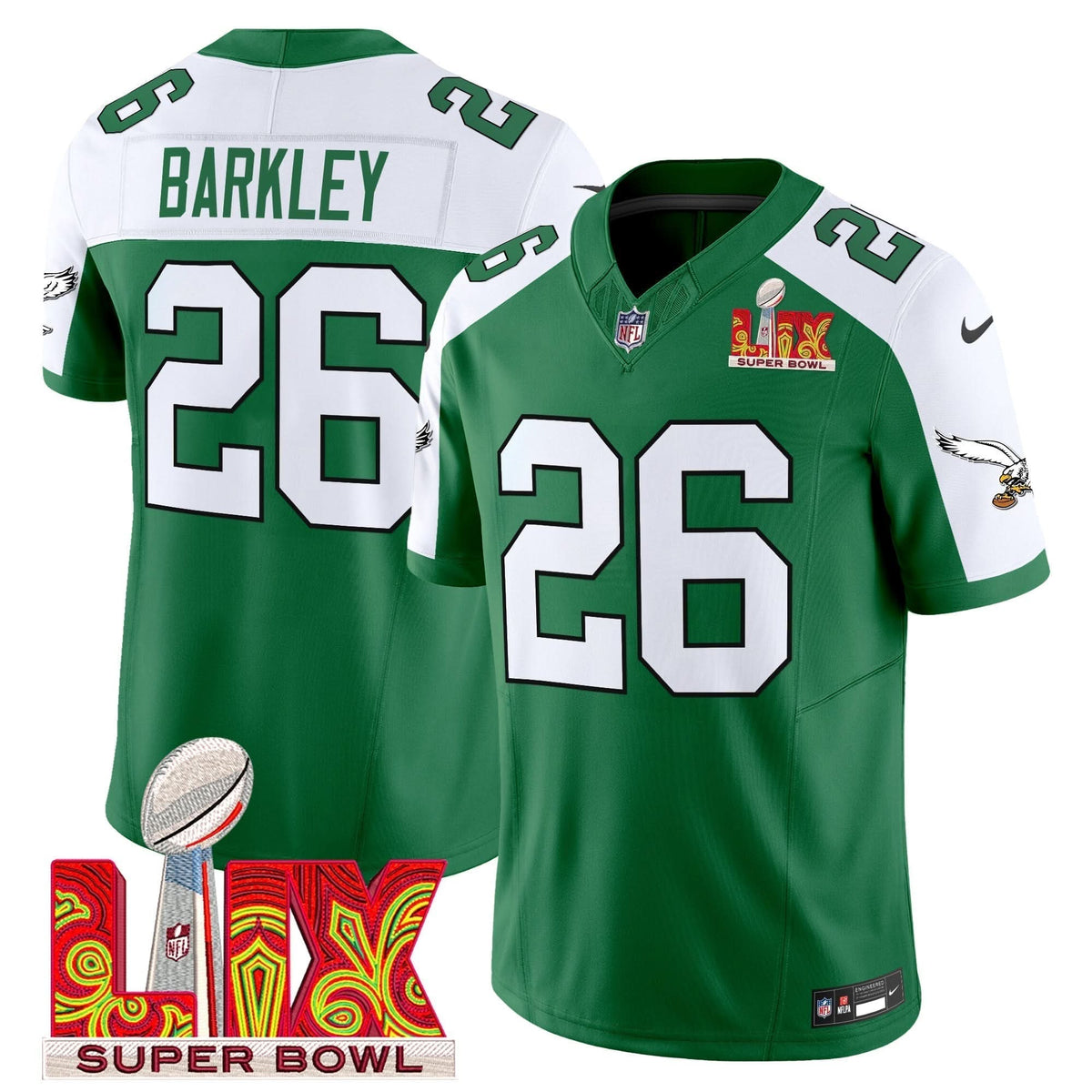 PE Kelly Green Super Bowl LIX Patch Vapor Limited Jersey - image 17
