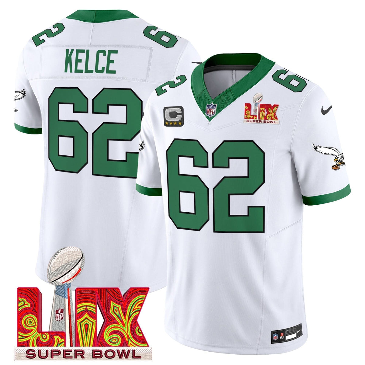 PE Kelly Green Super Bowl LIX Patch Vapor Limited Jersey - image 3