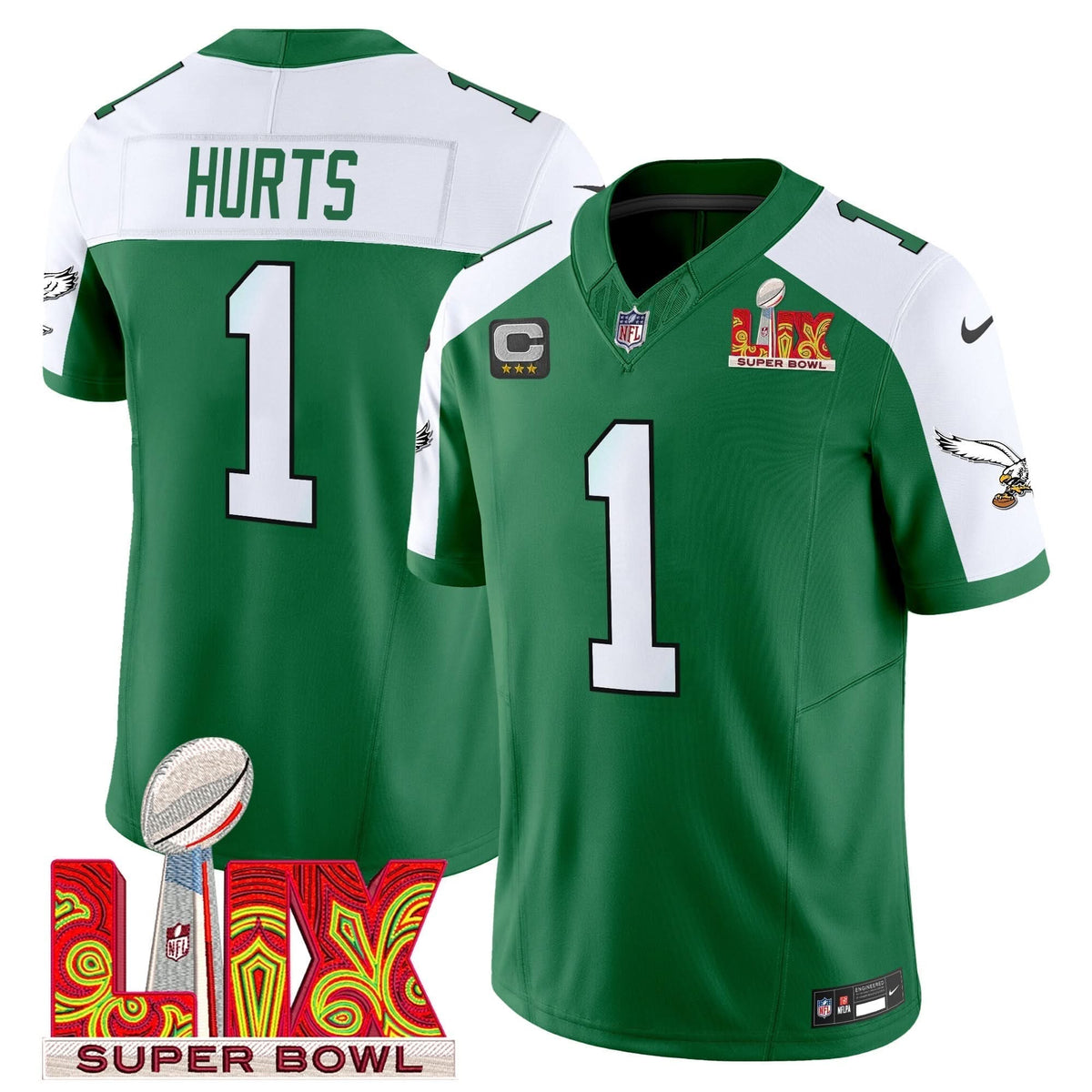 PE Kelly Green Super Bowl LIX Patch Vapor Limited Jersey - image 18