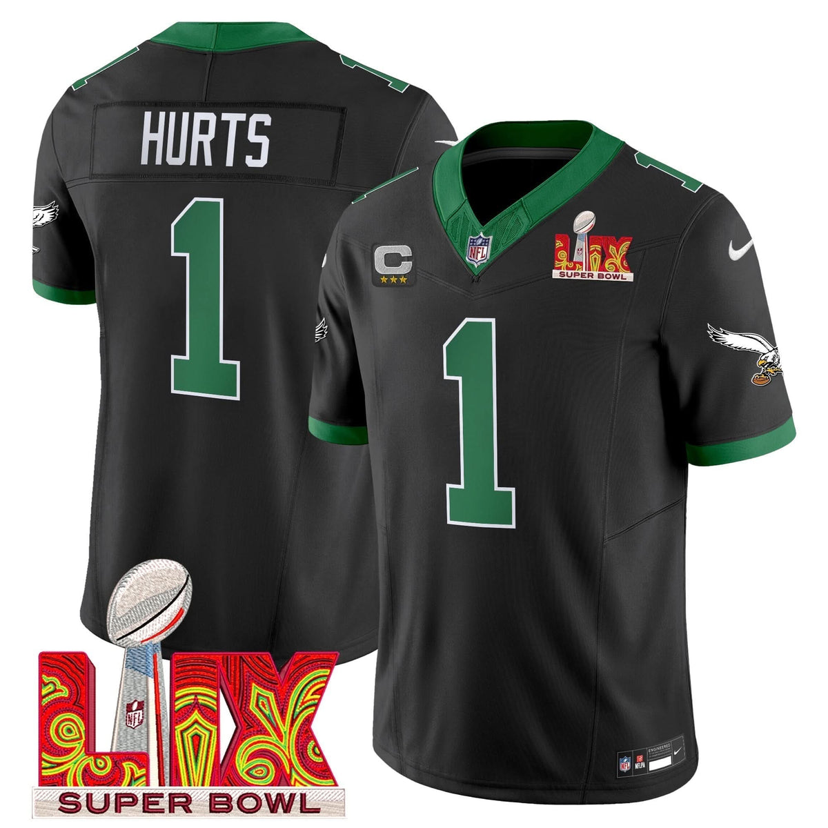 PE Kelly Green Super Bowl LIX Patch Vapor Limited Jersey - image 34