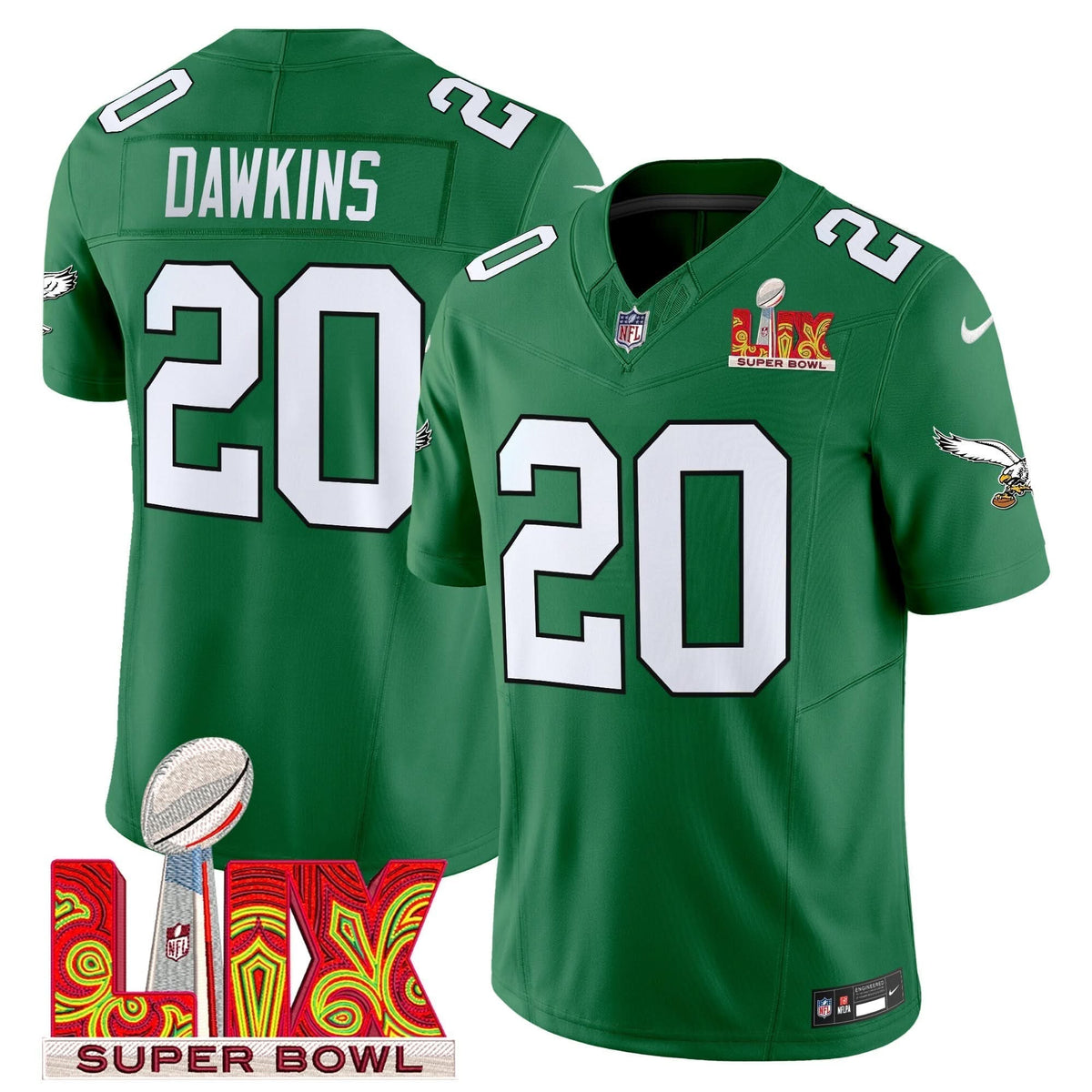 PE Kelly Green Super Bowl LIX Patch Vapor Limited Jersey - image 31