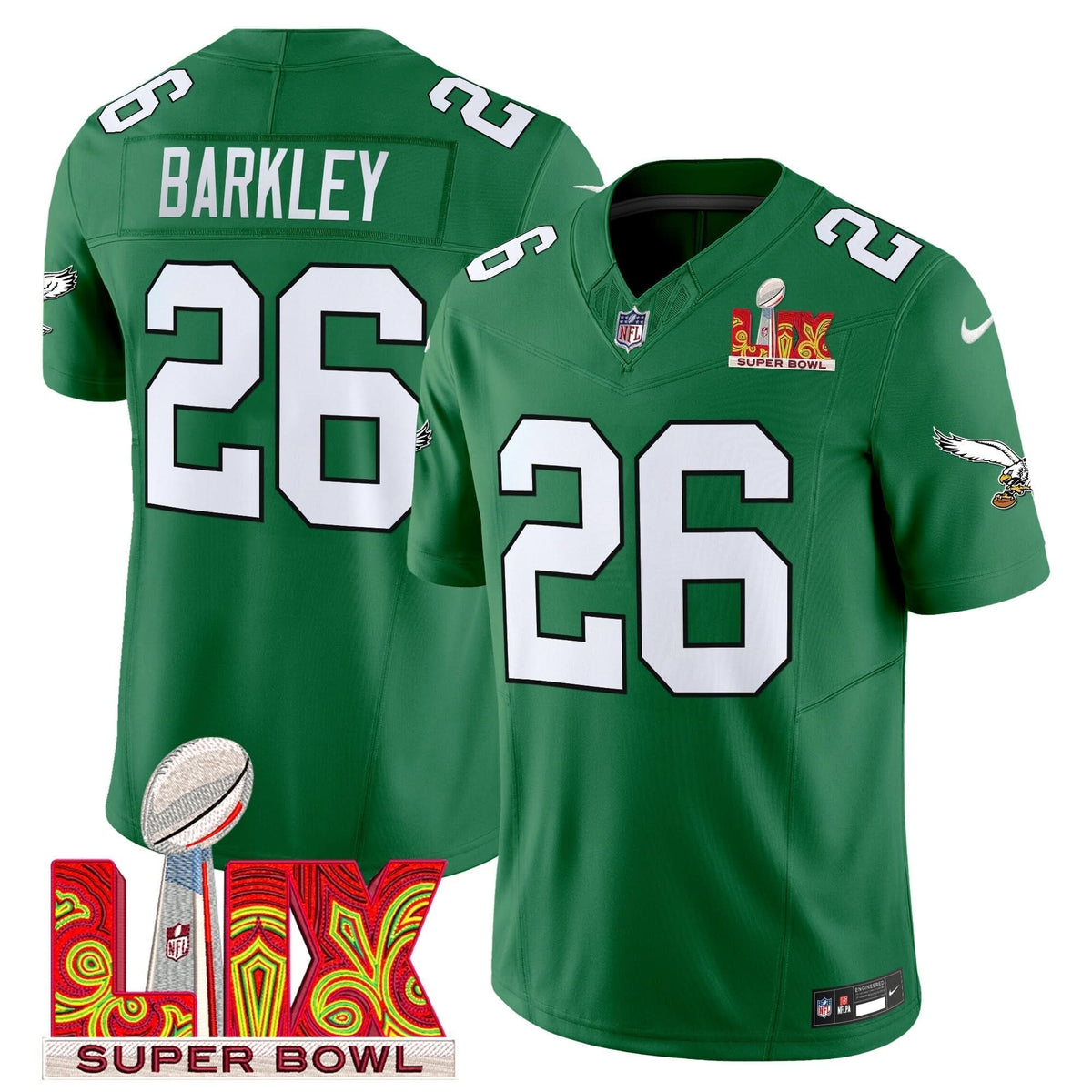 PE Kelly Green Super Bowl LIX Patch Vapor Limited Jersey - image 25