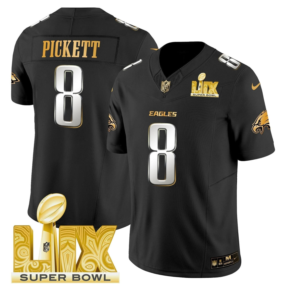 PE Super Bowl LIX Patch Gold Vapor Limited Jersey - image 26