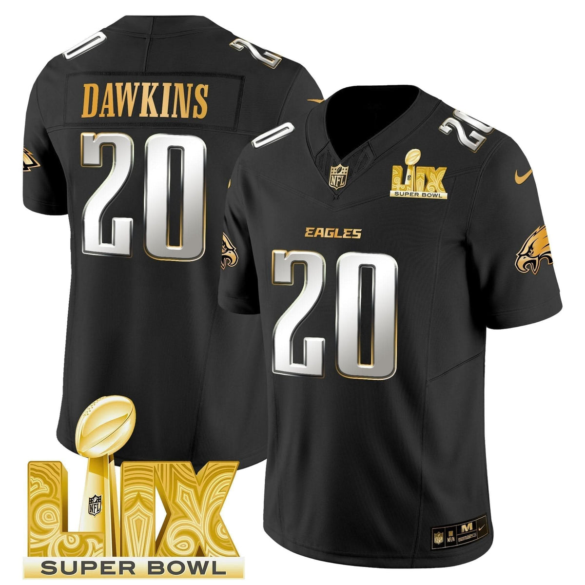 PE Super Bowl LIX Patch Gold Vapor Limited Jersey - image 32