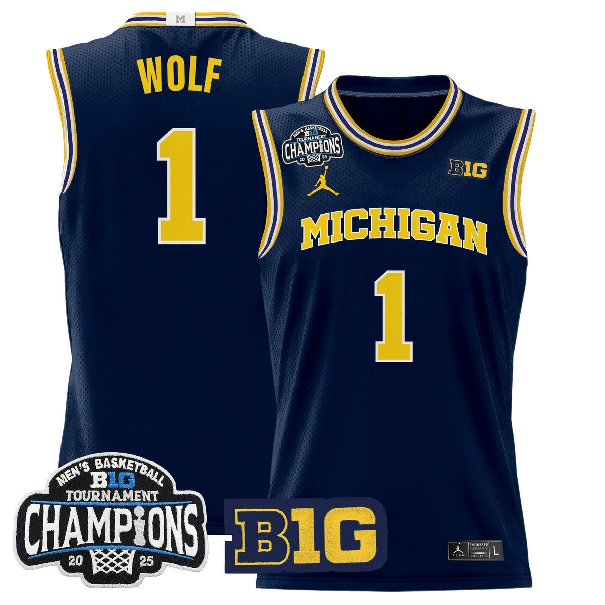 MICH 2025 Big Ten Conference Tournament Champions Basketball Jersey - Stitched - image 2