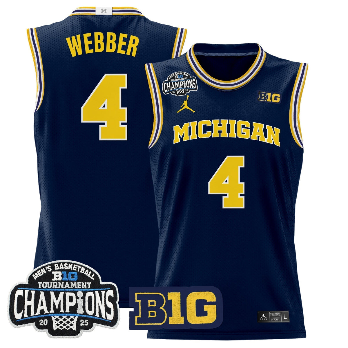 MICH 2025 Big Ten Conference Tournament Champions Basketball Jersey - Stitched - image 5