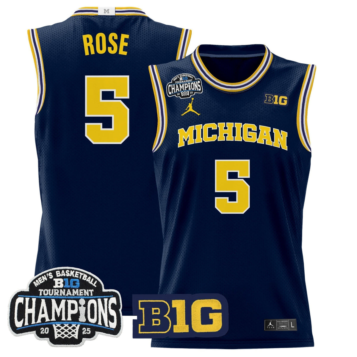 MICH 2025 Big Ten Conference Tournament Champions Basketball Jersey - Stitched - image 6