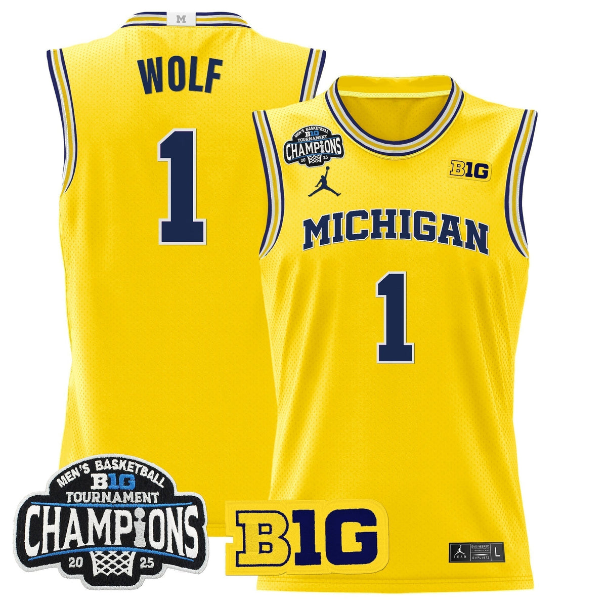 MICH 2025 Big Ten Conference Tournament Champions Basketball Jersey - Stitched - image 9