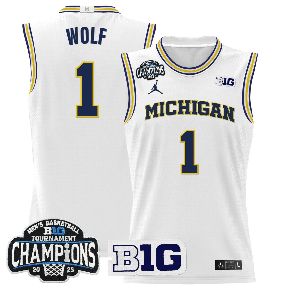MICH 2025 Big Ten Conference Tournament Champions Basketball Jersey - Stitched - image 16