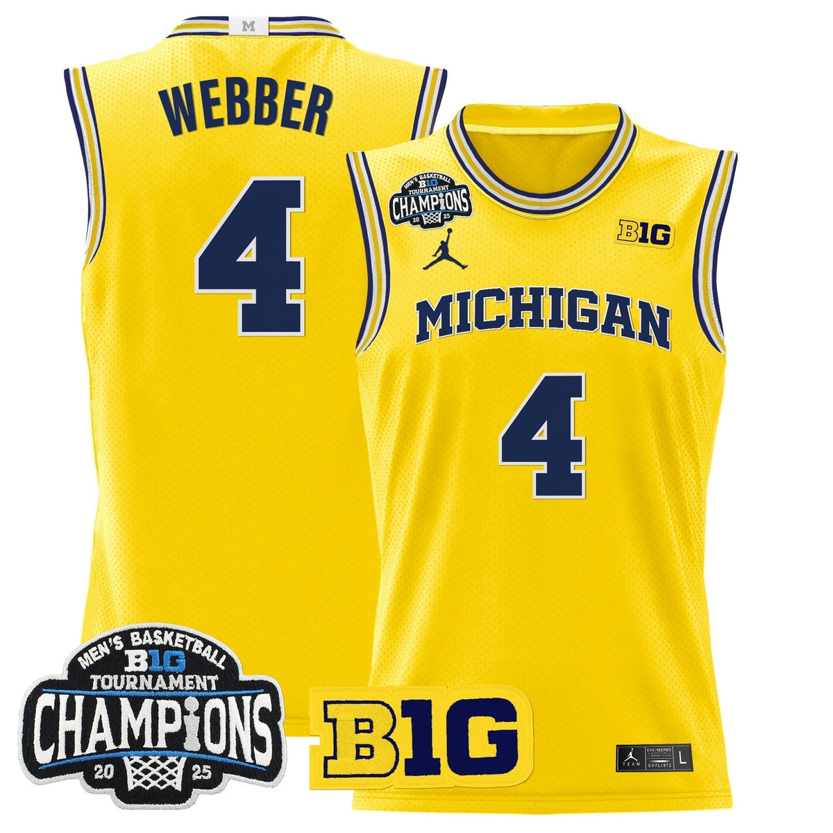 MICH 2025 Big Ten Conference Tournament Champions Basketball Jersey - Stitched - image 12