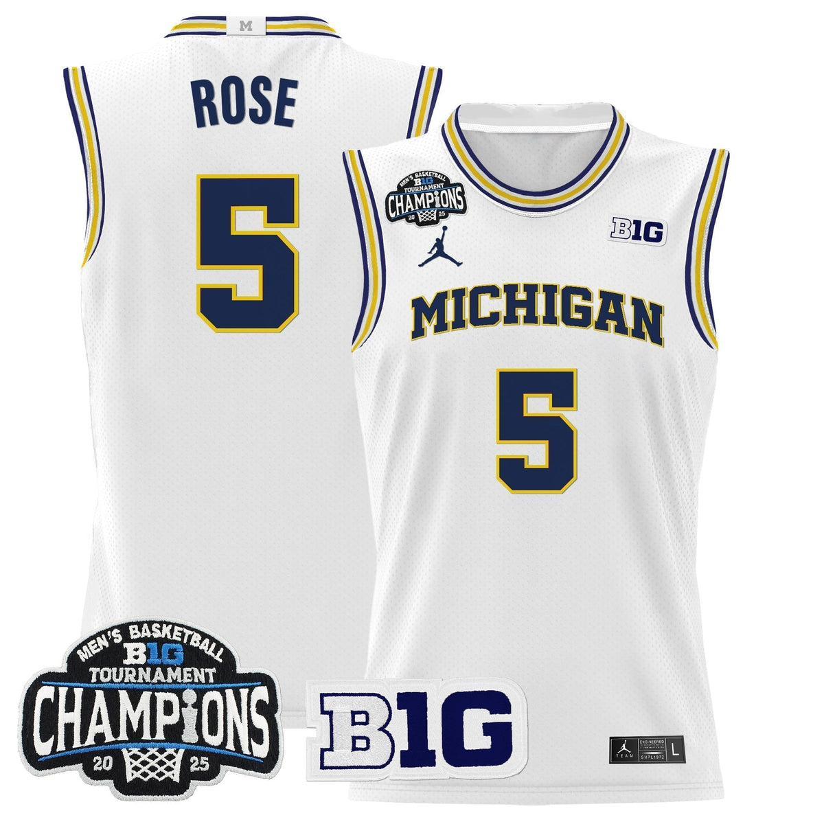 MICH 2025 Big Ten Conference Tournament Champions Basketball Jersey - Stitched - image 20