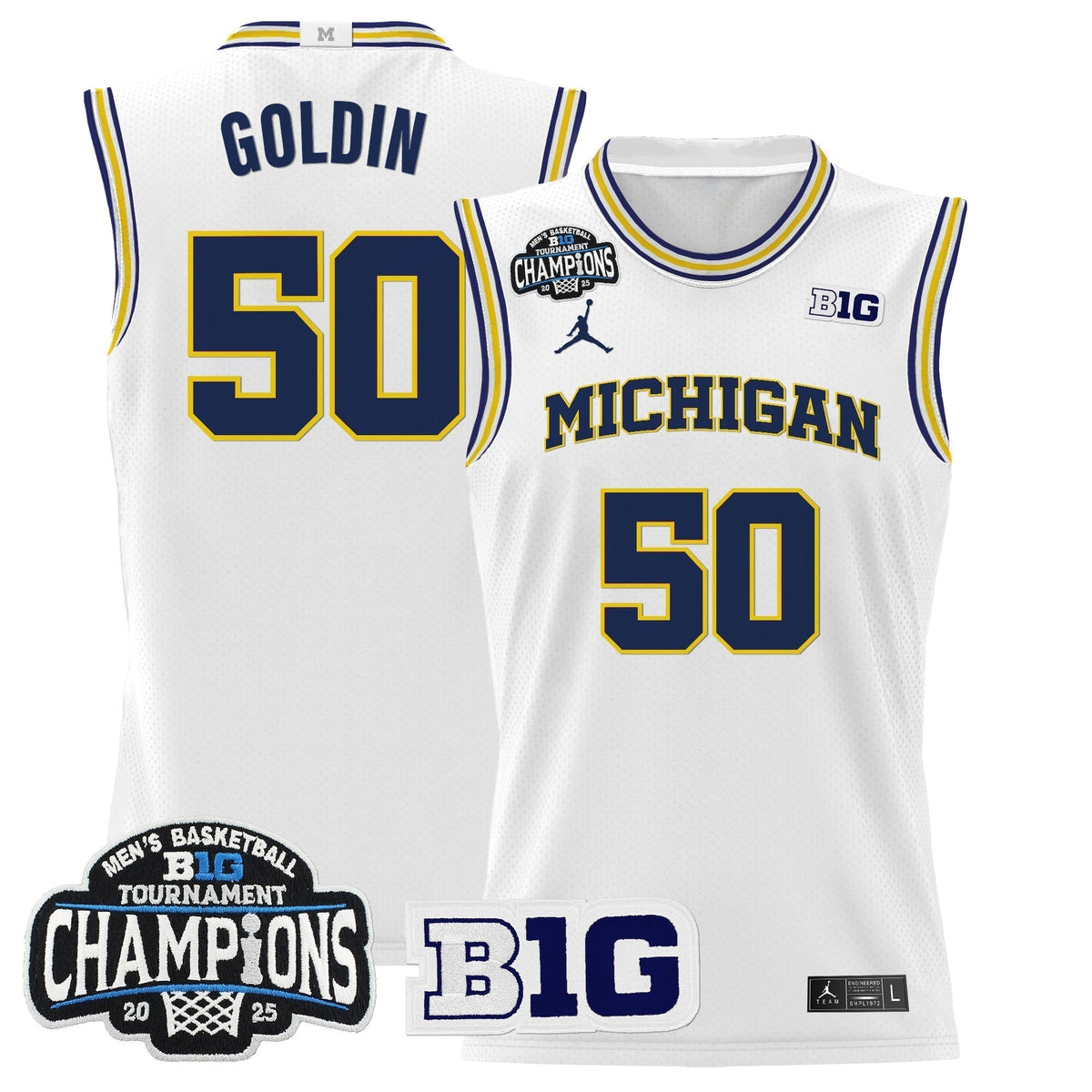MICH 2025 Big Ten Conference Tournament Champions Basketball Jersey - Stitched - image 15