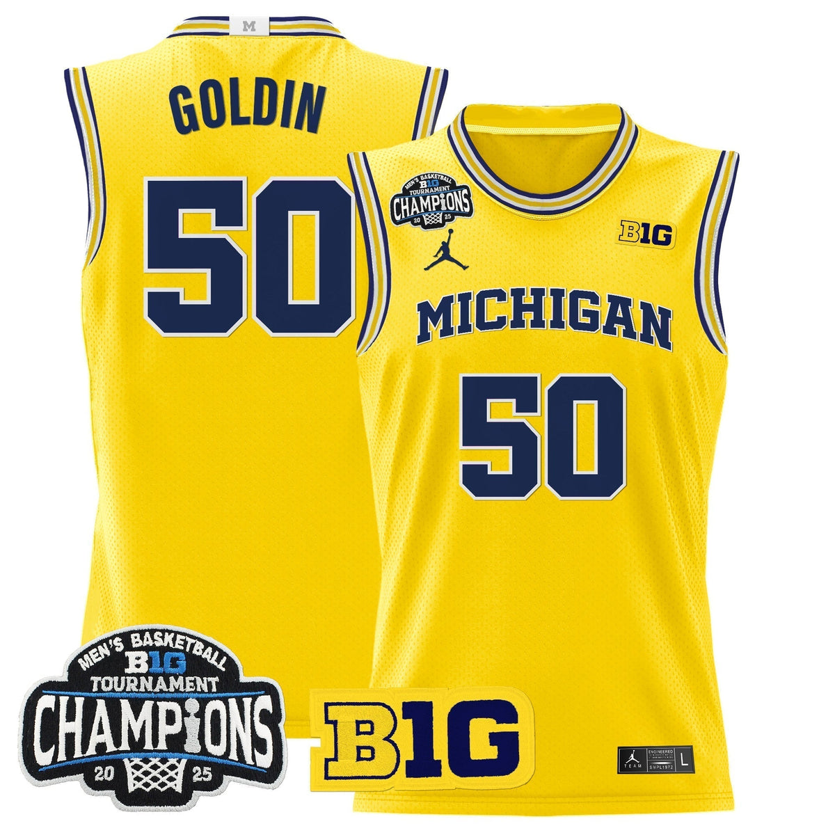 MICH 2025 Big Ten Conference Tournament Champions Basketball Jersey - Stitched - image 8
