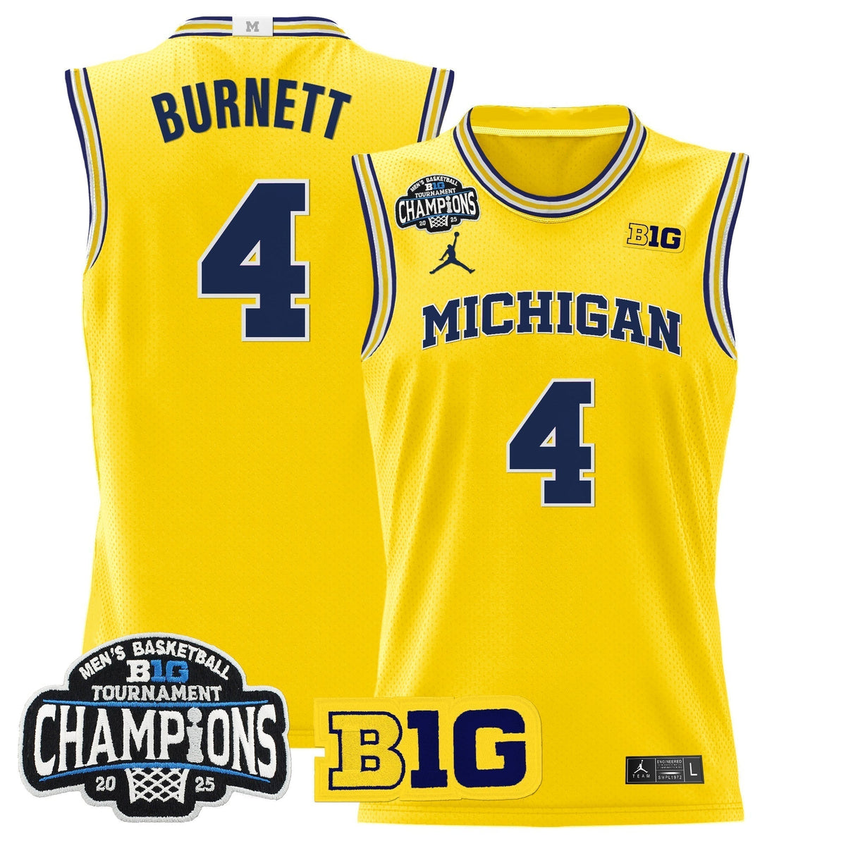 MICH 2025 Big Ten Conference Tournament Champions Basketball Jersey - Stitched - image 11