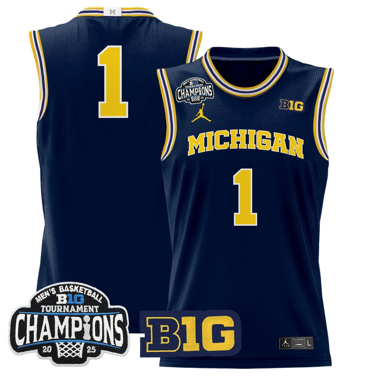 MICH 2025 Big Ten Conference Tournament Champions Basketball Jersey - Stitched - image 7