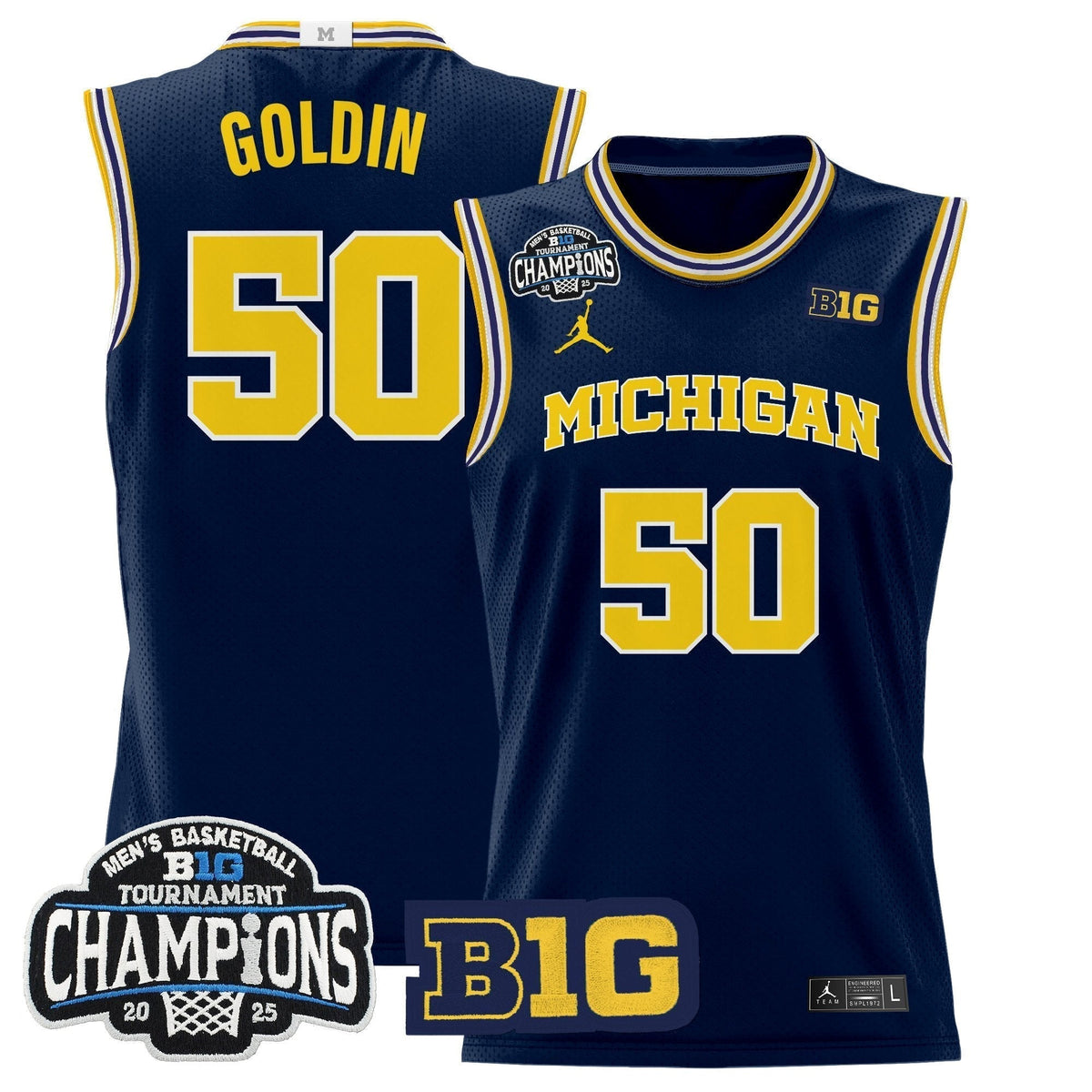 MICH 2025 Big Ten Conference Tournament Champions Basketball Jersey - Stitched - image 1