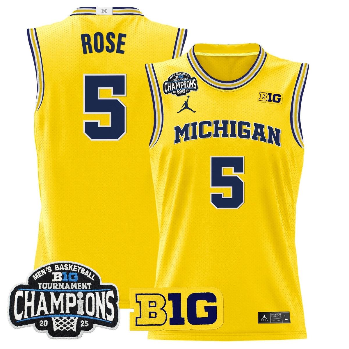 MICH 2025 Big Ten Conference Tournament Champions Basketball Jersey - Stitched - image 13