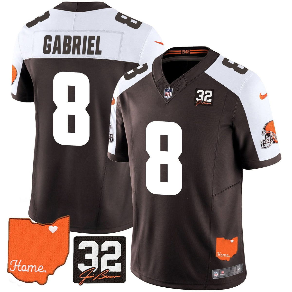 CLE #32 Jim Brown Memorial & Home Patch Vapor Limited Jersey - image 2