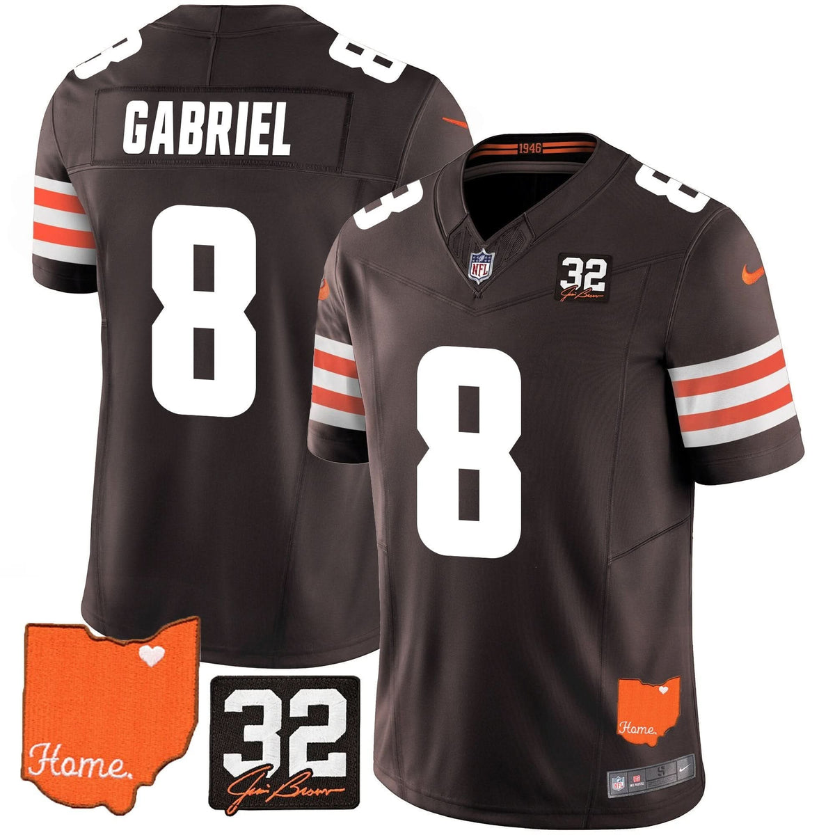 CLE #32 Jim Brown Memorial & Home Patch Vapor Limited Jersey - image 12