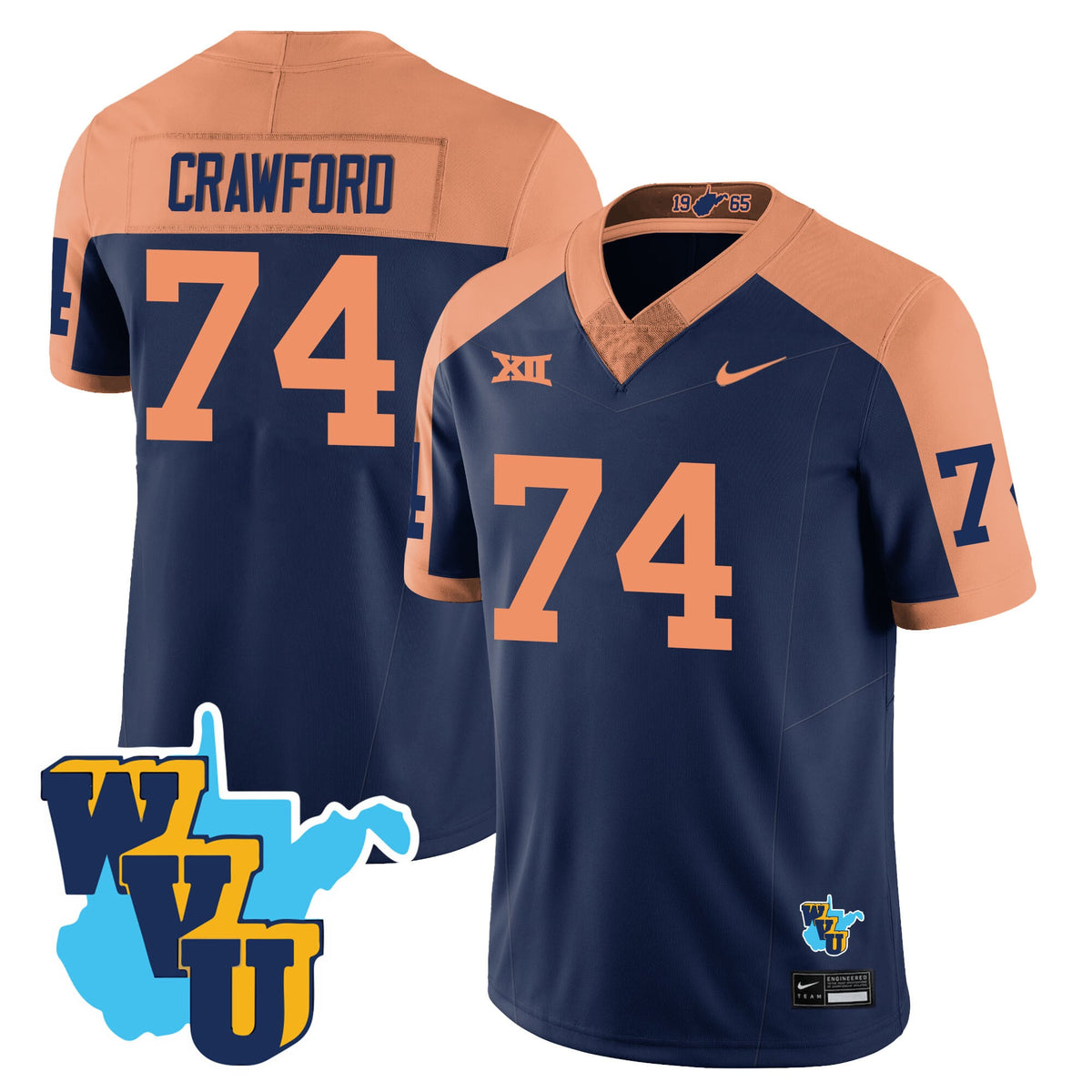 Men's West Virginia Mountaineers 1965-2025 Throwback Jersey - All Stitched - image 16
