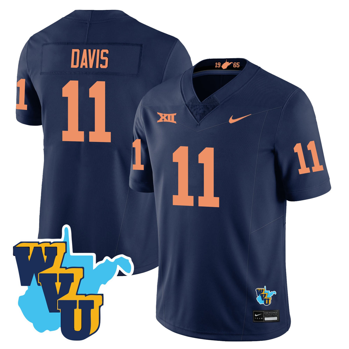 Men's West Virginia Mountaineers 1965-2025 Throwback Jersey - All Stitched - image 26