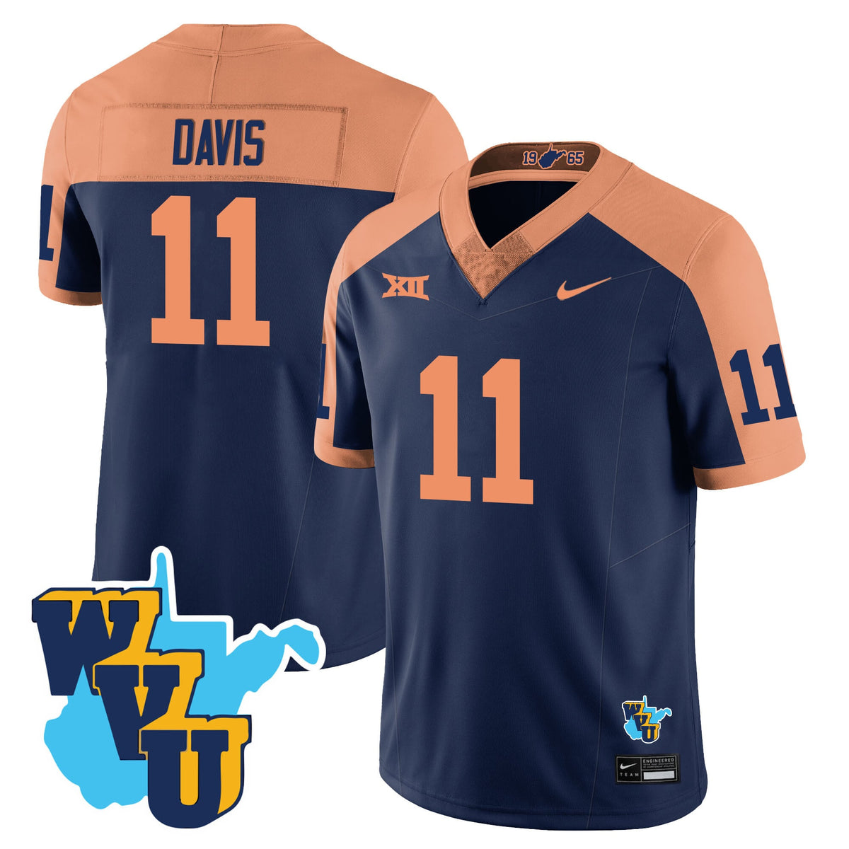 Men's West Virginia Mountaineers 1965-2025 Throwback Jersey - All Stitched - image 25