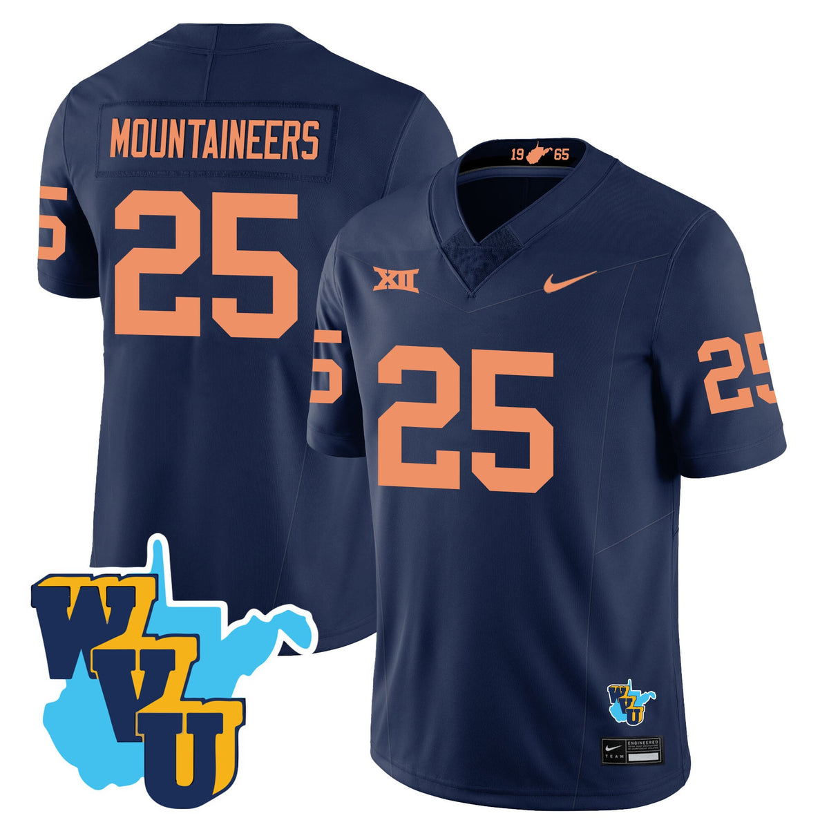 Men's West Virginia Mountaineers 1965-2025 Throwback Jersey - All Stitched - image 14