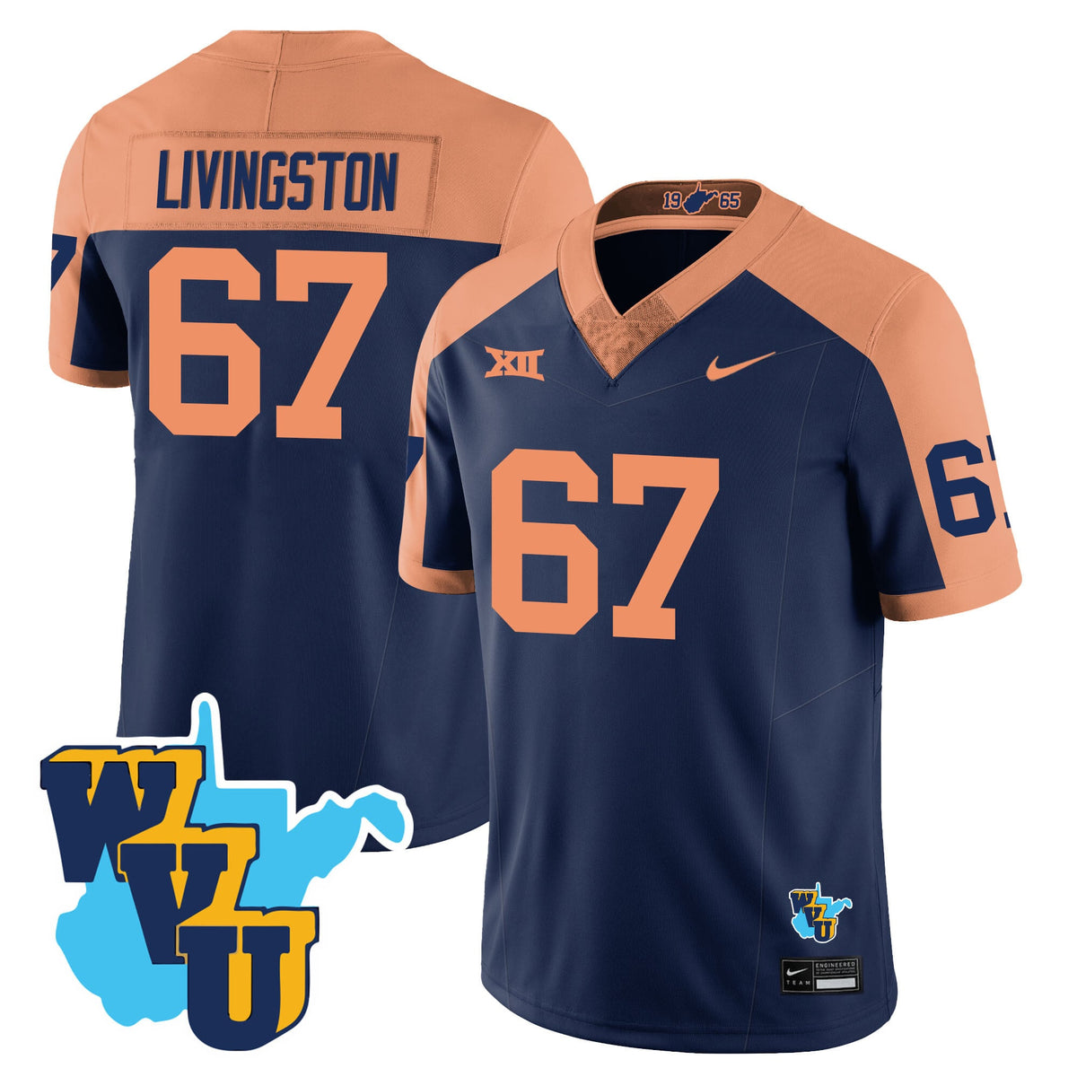 Men's West Virginia Mountaineers 1965-2025 Throwback Jersey - All Stitched - image 10