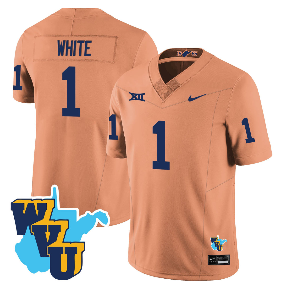 Men's West Virginia Mountaineers 1965-2025 Throwback Jersey - All Stitched - image 3