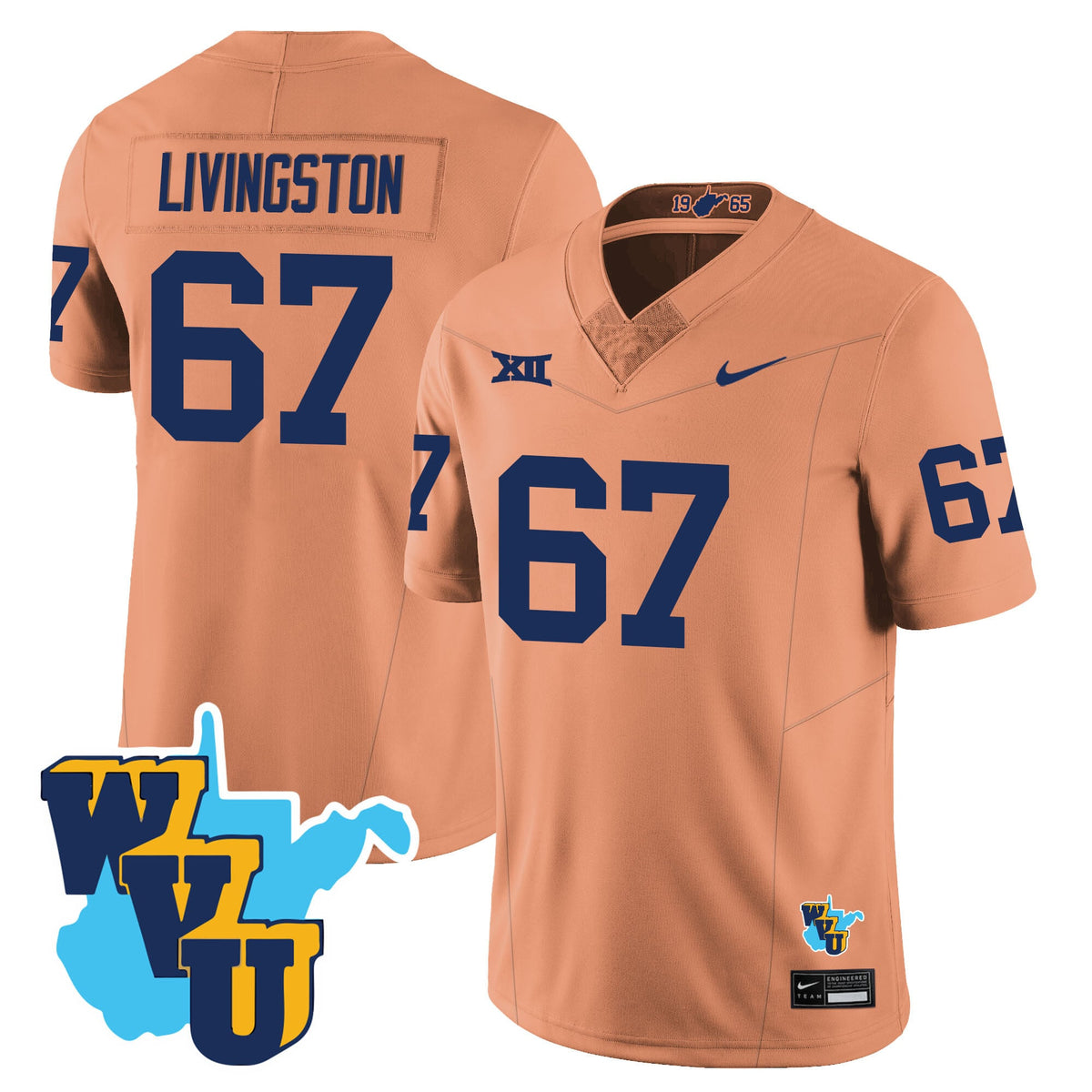 Men's West Virginia Mountaineers 1965-2025 Throwback Jersey - All Stitched - image 12