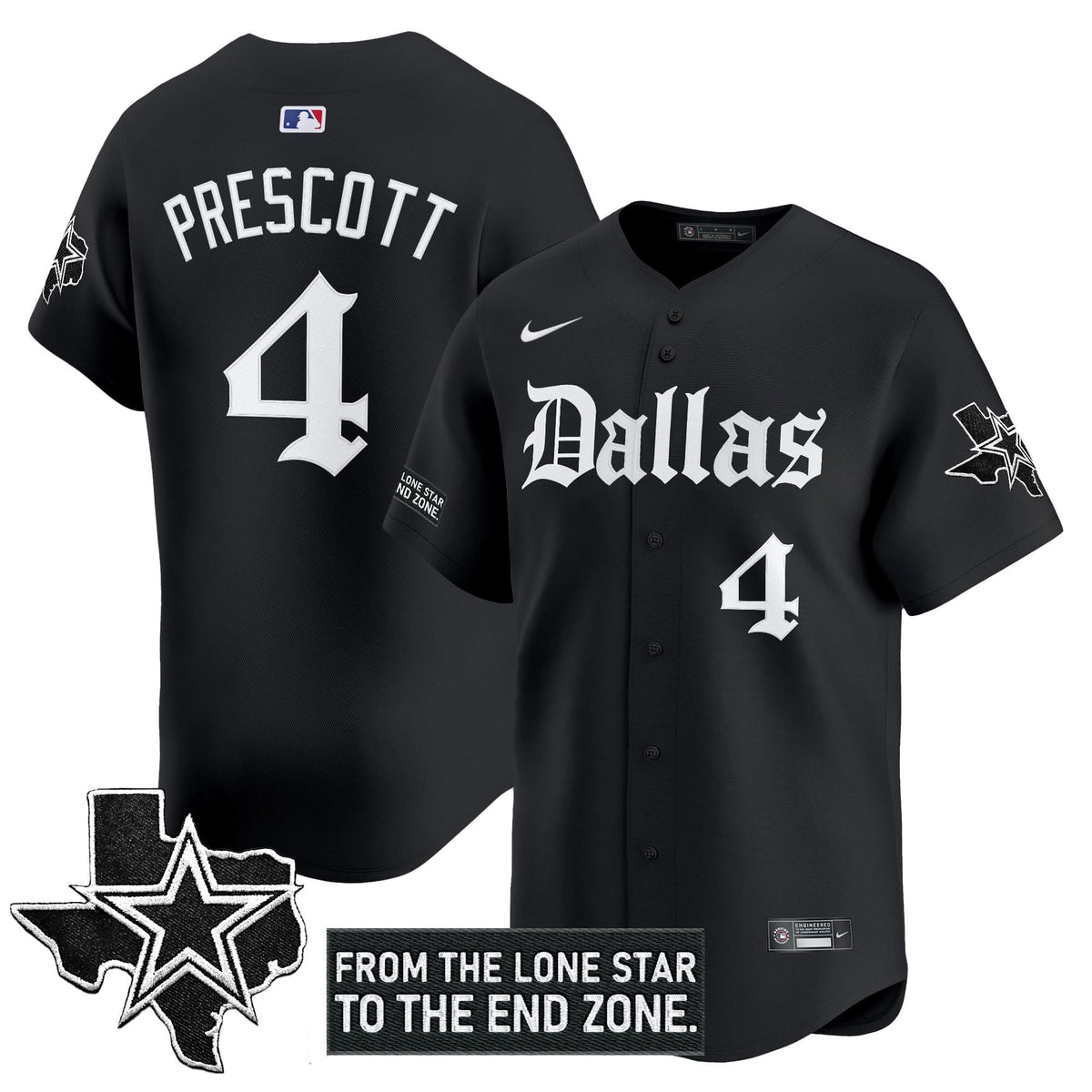 DC 'Gothic Lone Star Edition' Vapor Baseball Jersey - All Stitched - image 2