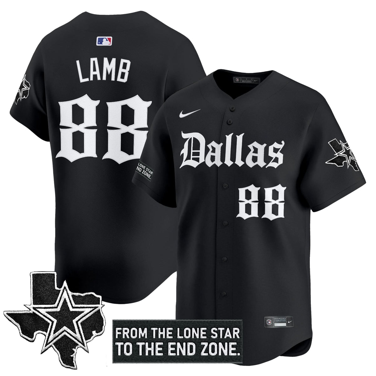 DC 'Gothic Lone Star Edition' Vapor Baseball Jersey - All Stitched - image 7