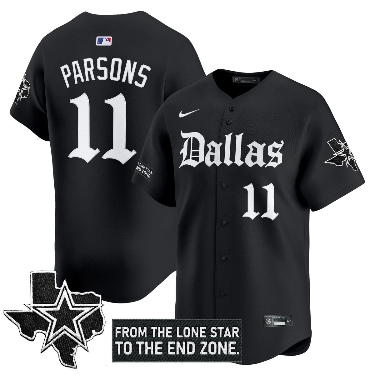 DC 'Gothic Lone Star Edition' Vapor Baseball Jersey - All Stitched - image 1