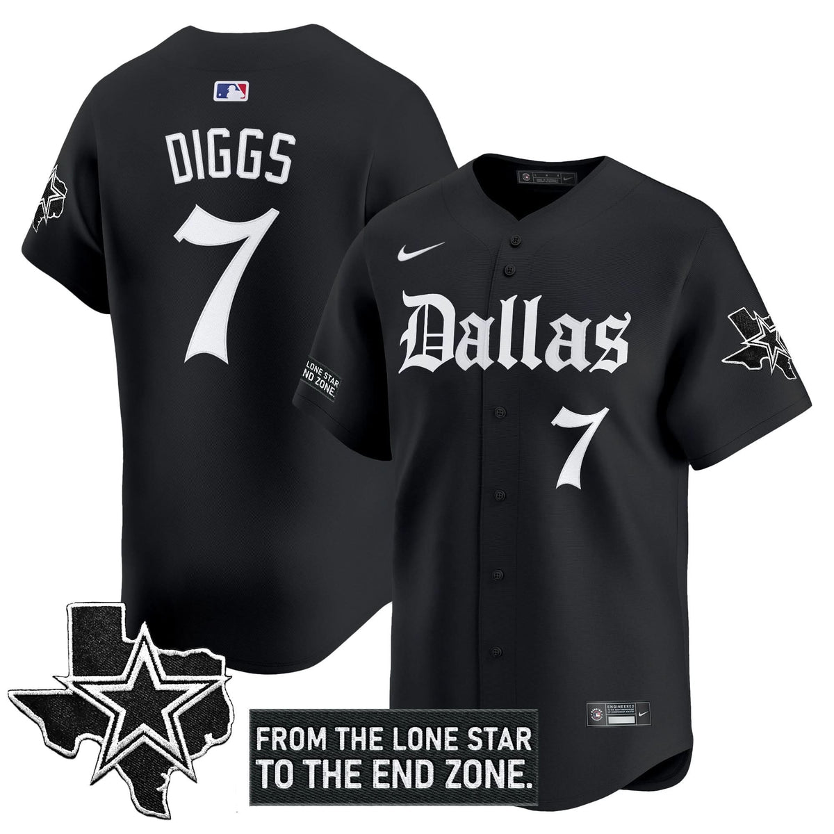 DC 'Gothic Lone Star Edition' Vapor Baseball Jersey - All Stitched - image 8